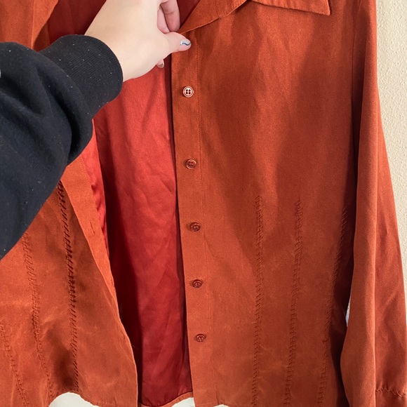 Burnt orange suede button up - Picture 6 of 8